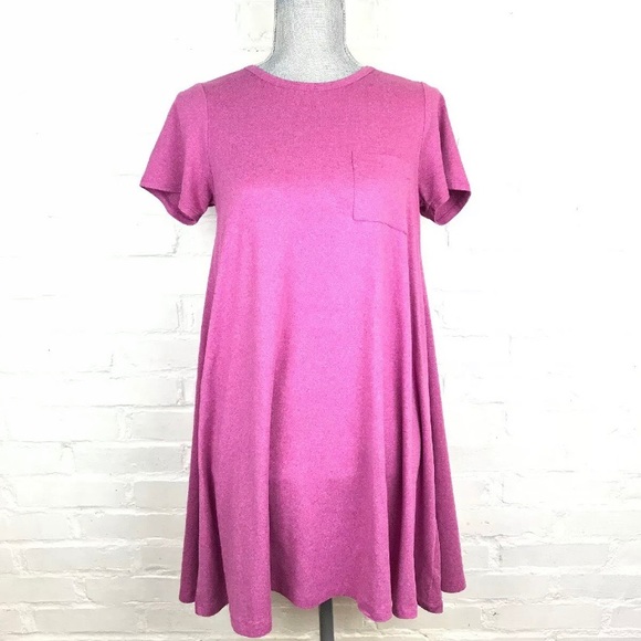 LuLaRoe Dresses & Skirts - Lularoe women’s XXS Solid Pink Short Sleeve T-Shirt Dress
